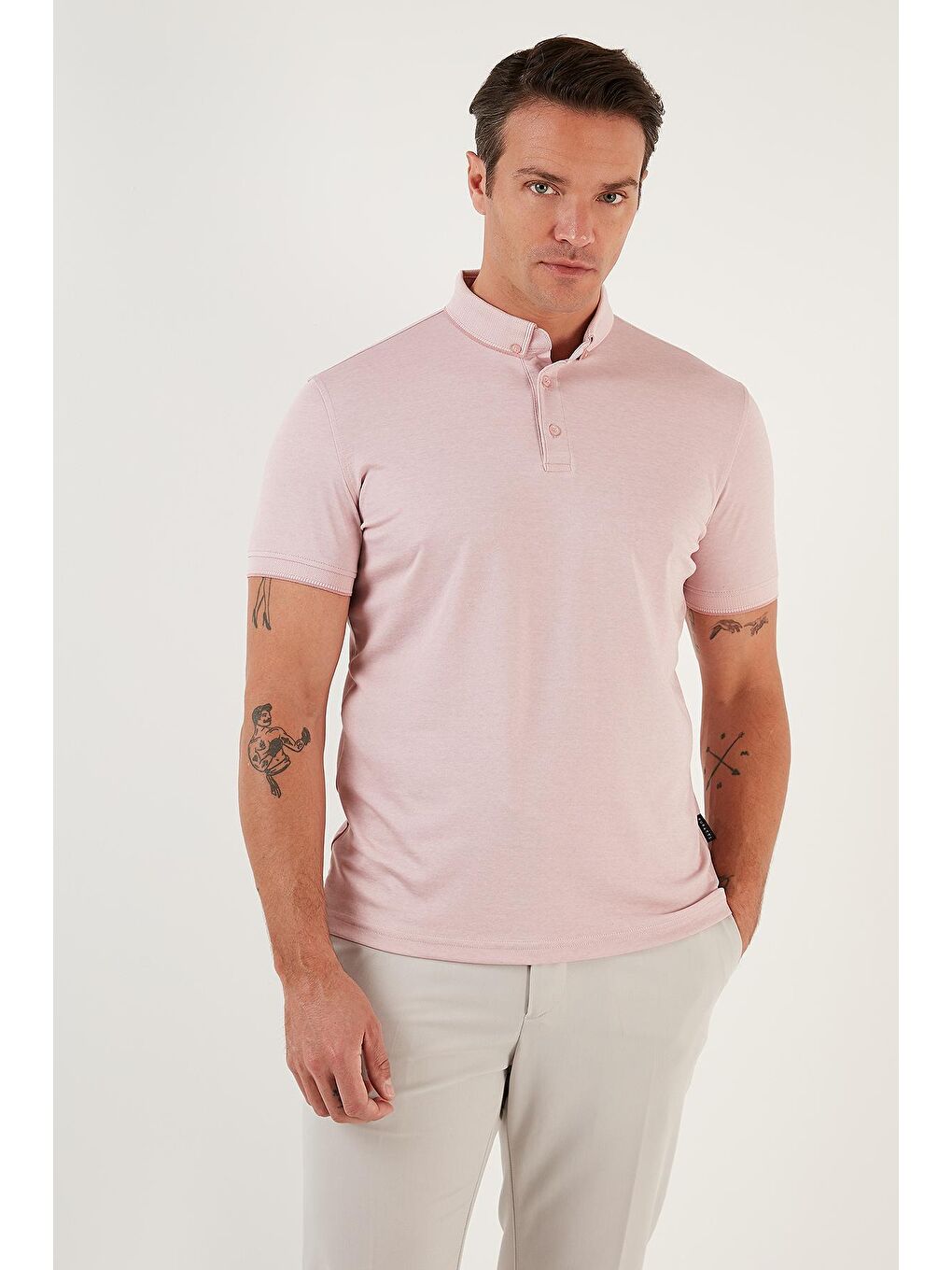 Buratti Pudra-Pembe Pamuklu Slim Fit Polo T Shirt 646R1000 - 2