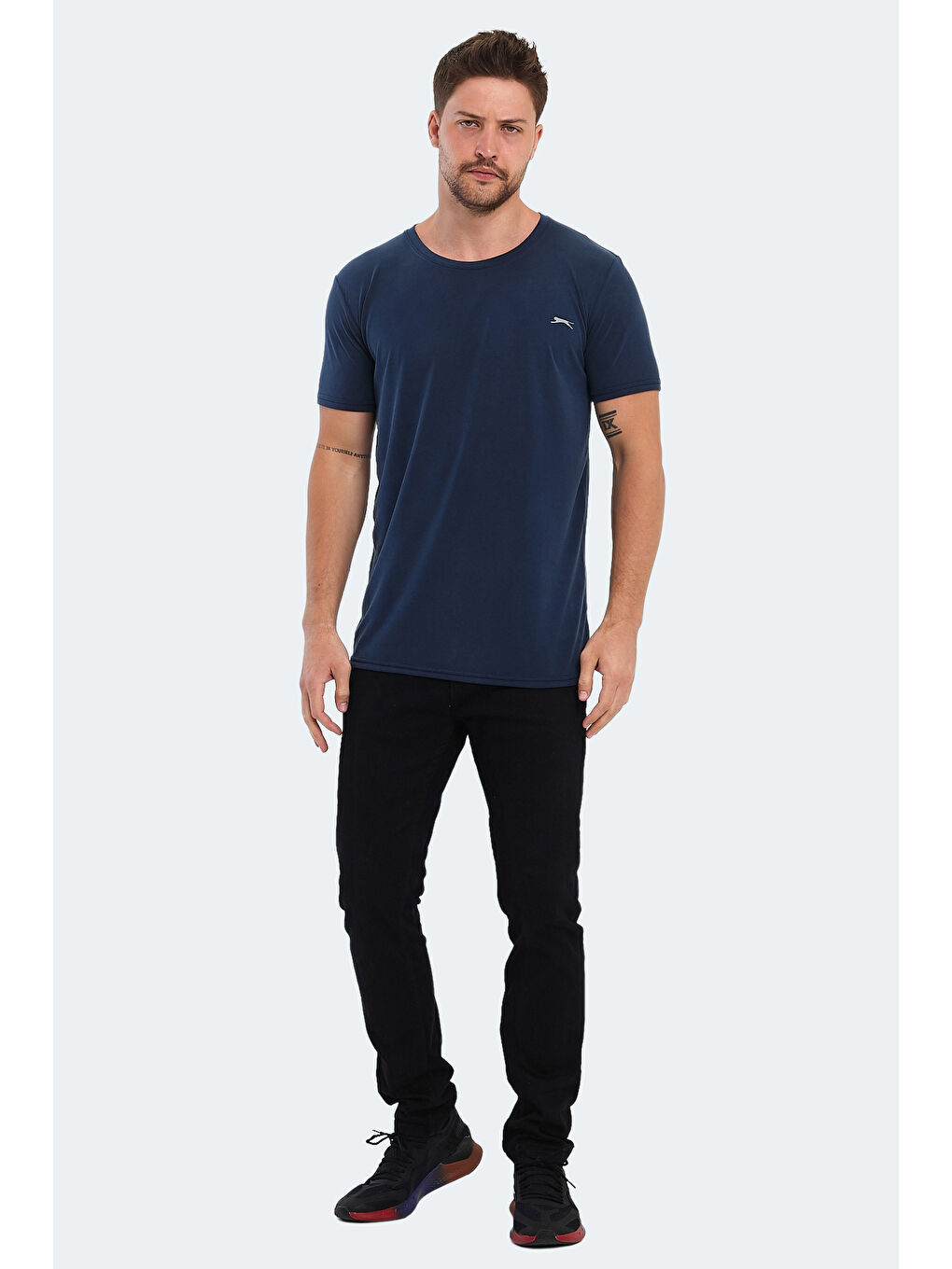Lacivert Bisiklet Yaka Erkek Tişört-6