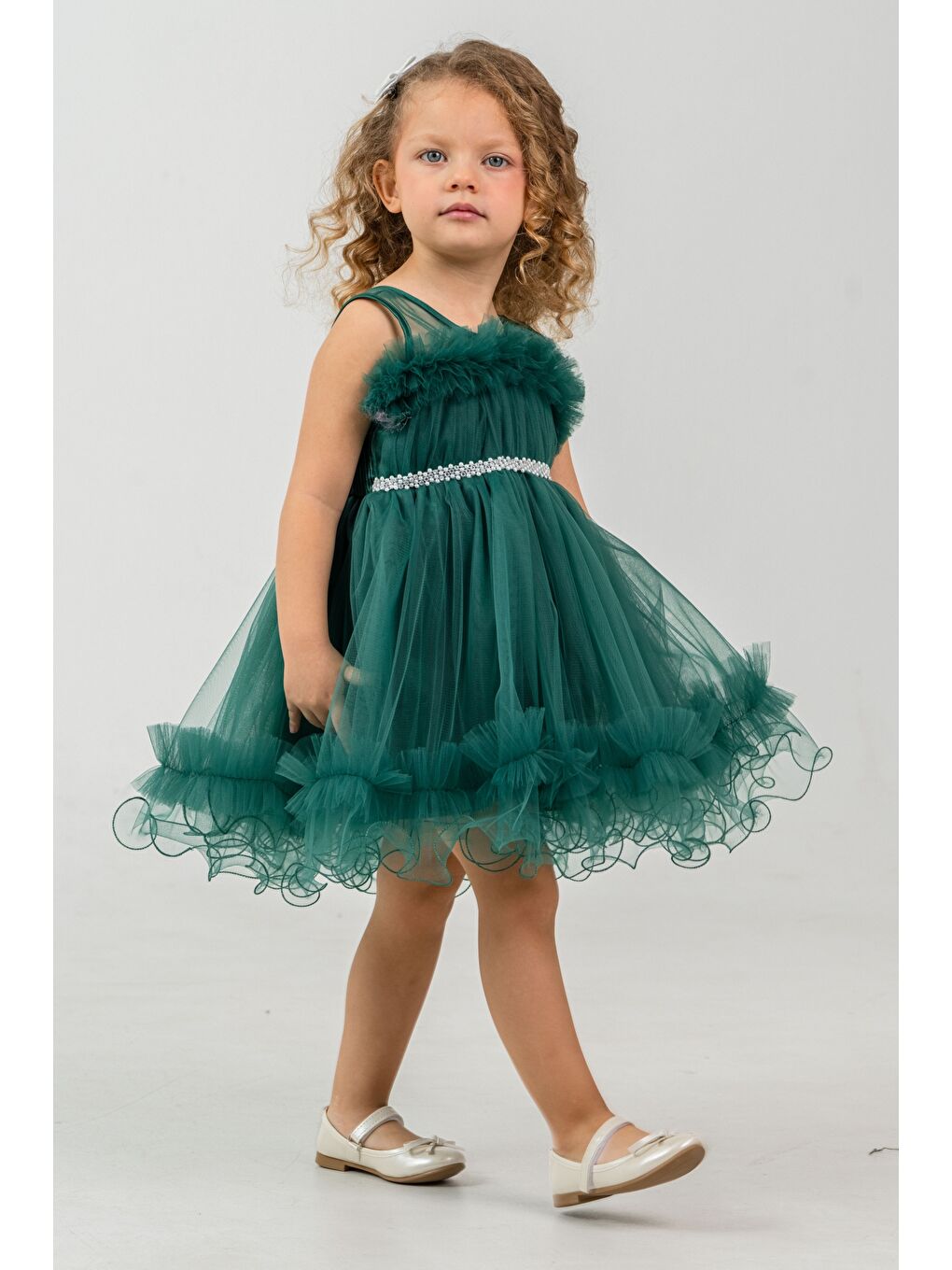 Yeşil Aizona Kız Çocuk Abiye M00782-3