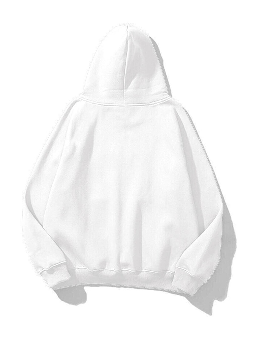 Kadın Beyaz Düz Oversize Kapüşonlu Sweatshirt-1