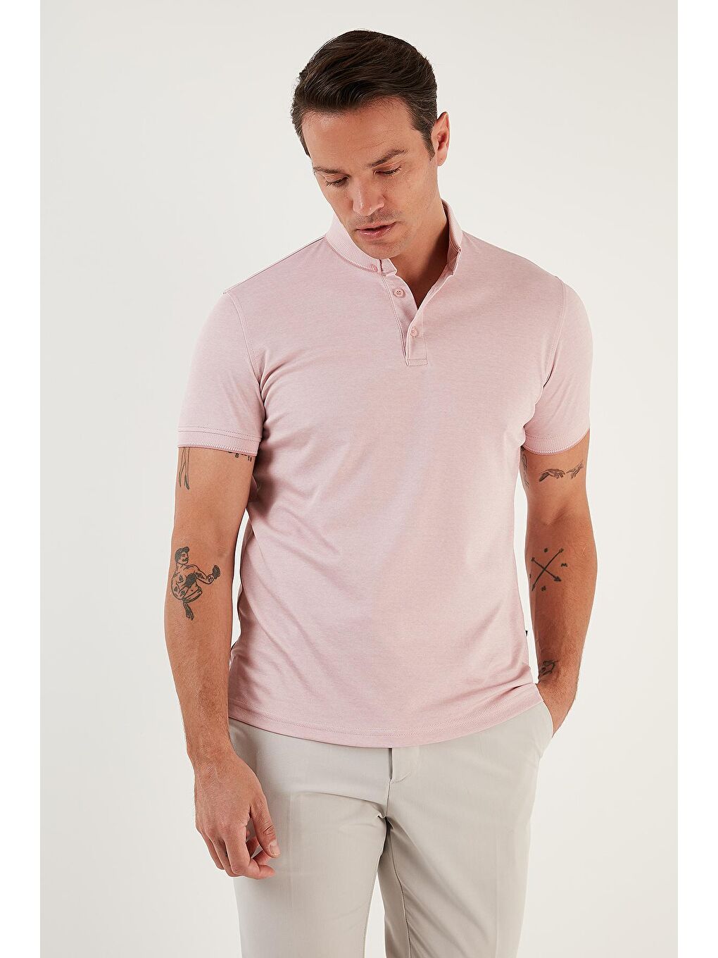 Buratti Pudra-Pembe Pamuklu Slim Fit Polo T Shirt 646R1000 - 4