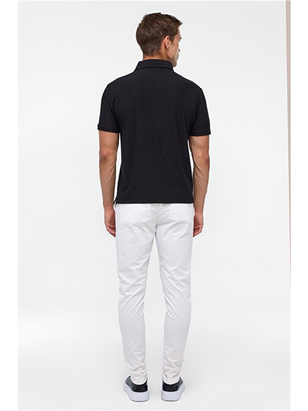 Siyah Regular Düz Polo Yaka Tişört-6