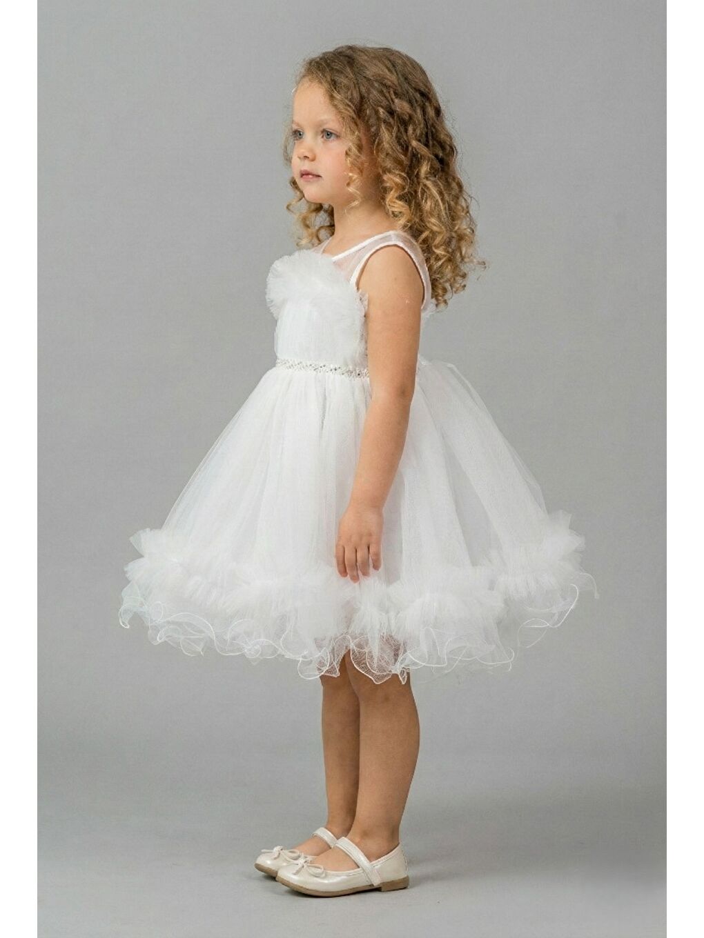 Beyaz Aizona Kız Çocuk Abiye M00782-1