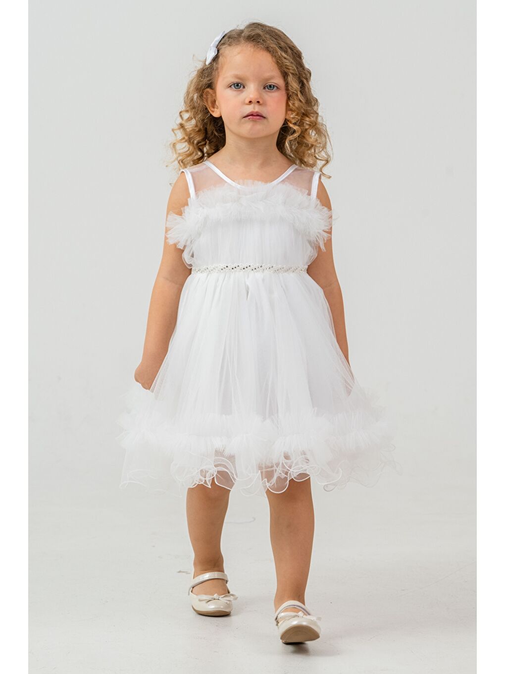 Beyaz Aizona Kız Çocuk Abiye M00782-2