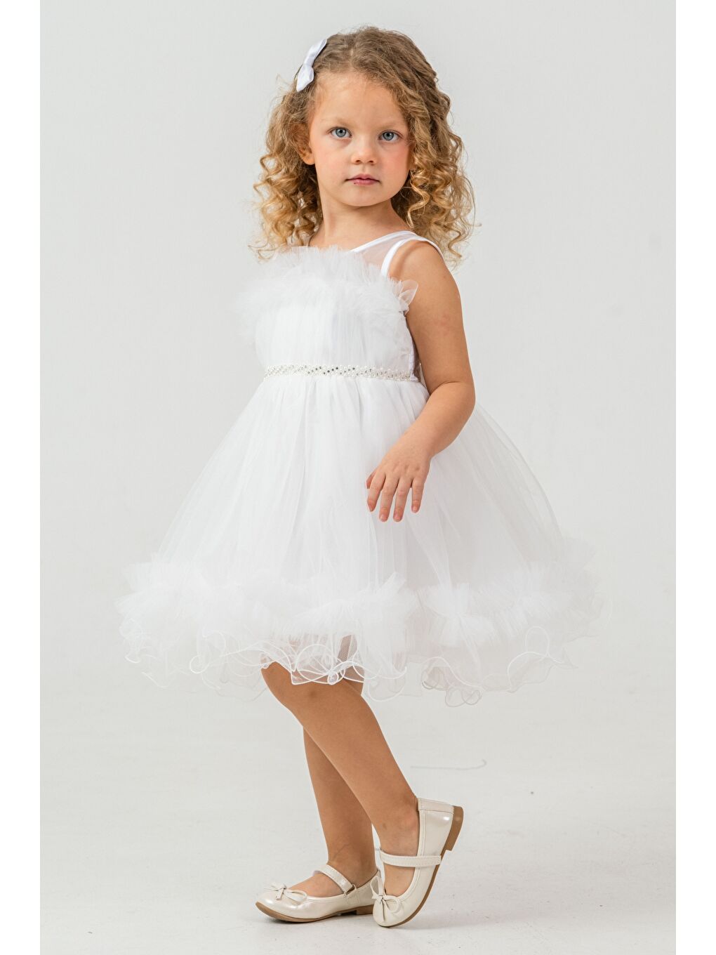 Beyaz Aizona Kız Çocuk Abiye M00782-4