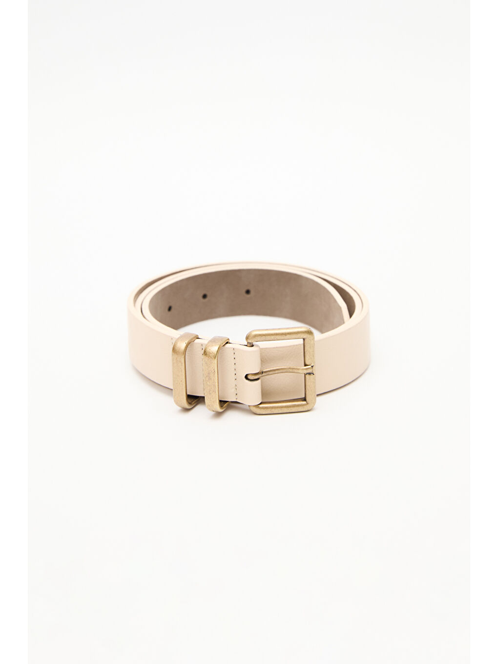 Kare Metal Tokalı Kemer Bej-3