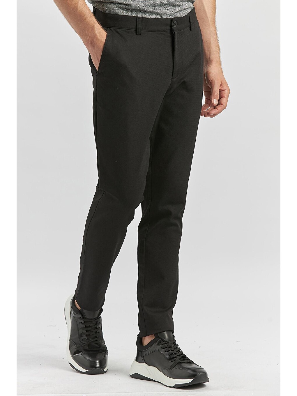 Siyah Pamuklu Yandan Cepli Casual Slim Fit Chino Pantolon 1003240168