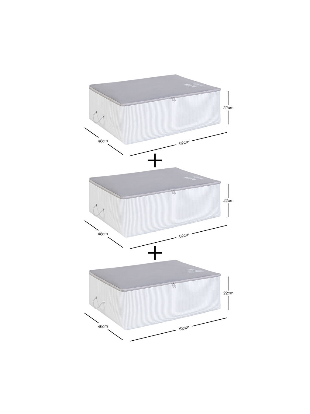 3'lü Büyük Boy Gri Renk Stuff & Things Baza Altı Hurç Set-1