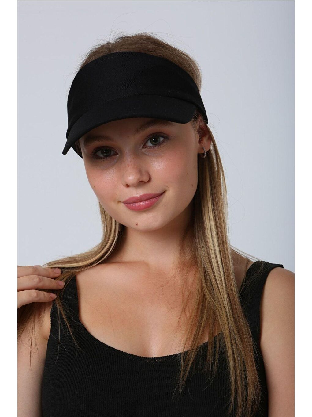 Kadın Vizör - Tenisçi - Golf / Siperlik Siyah Şapka Spk13