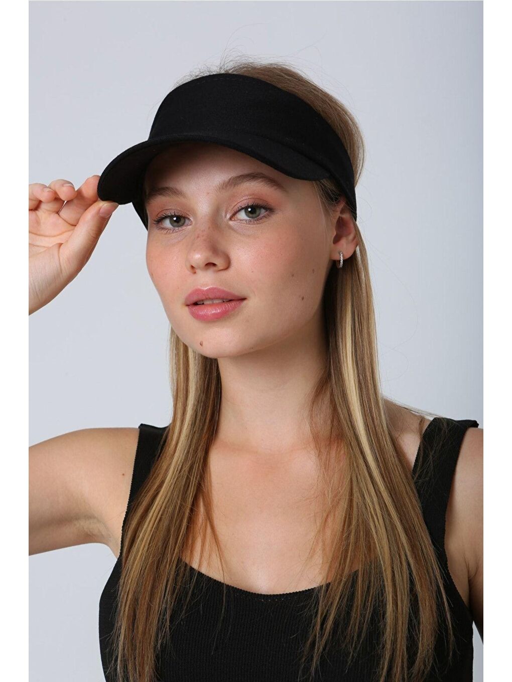 Kadın Vizör - Tenisçi - Golf / Siperlik Siyah Şapka Spk13-1