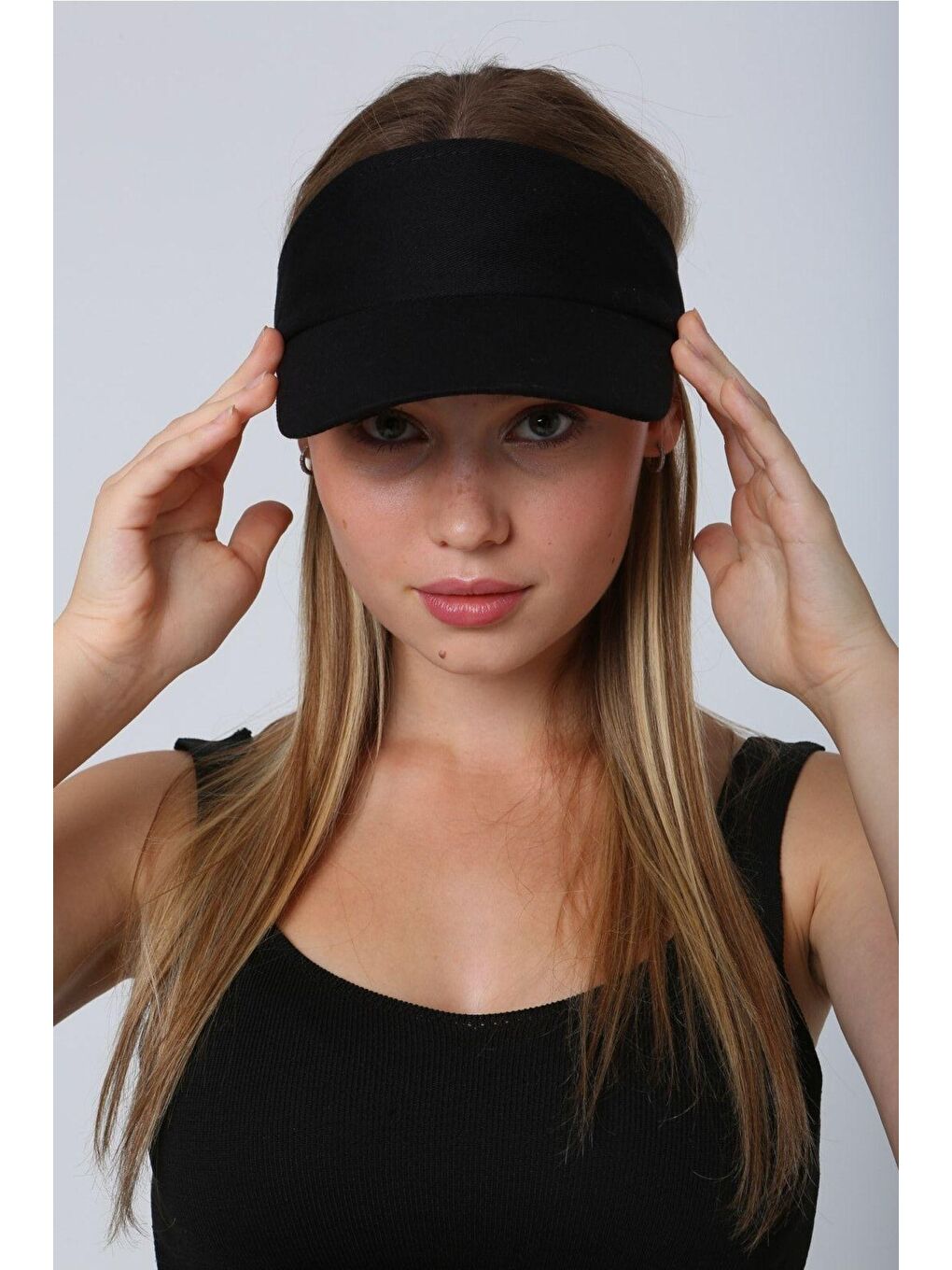 Kadın Vizör - Tenisçi - Golf / Siperlik Siyah Şapka Spk13-2