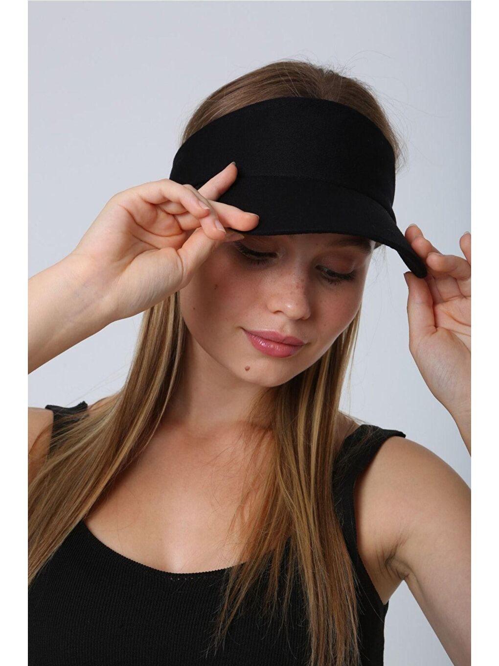 Kadın Vizör - Tenisçi - Golf / Siperlik Siyah Şapka Spk13-3