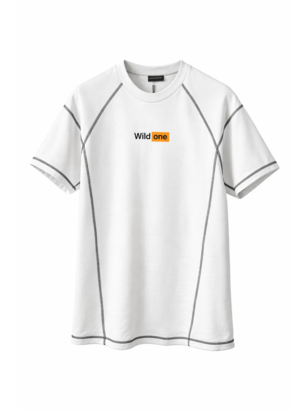 Unisex Dikişli Baskılı Oversize T-Shirt - Beyaz