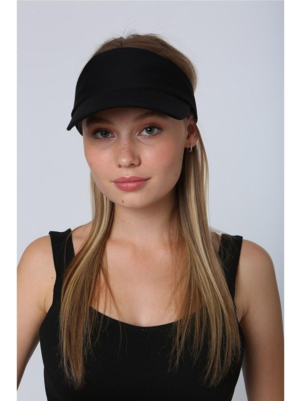 Kadın Vizör - Tenisçi - Golf / Siperlik Siyah Şapka Spk13-5