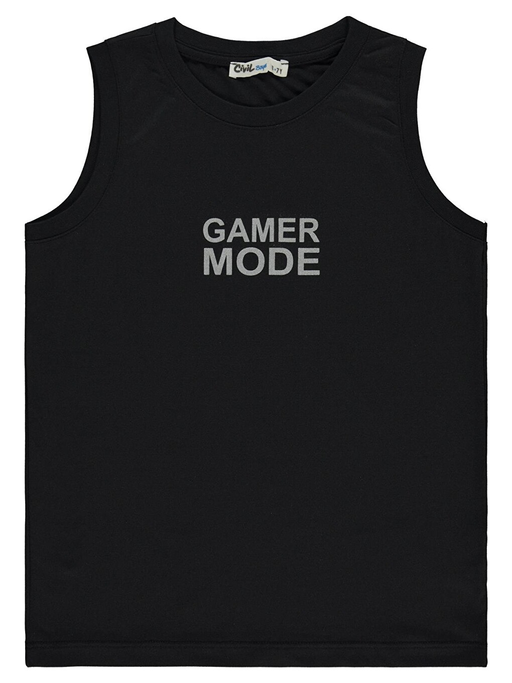 Boys Gamer Mode Reflektör Baskılı Sıfır Kol 6-9 Yaş Tişört - Siyah 7-8 Yaş