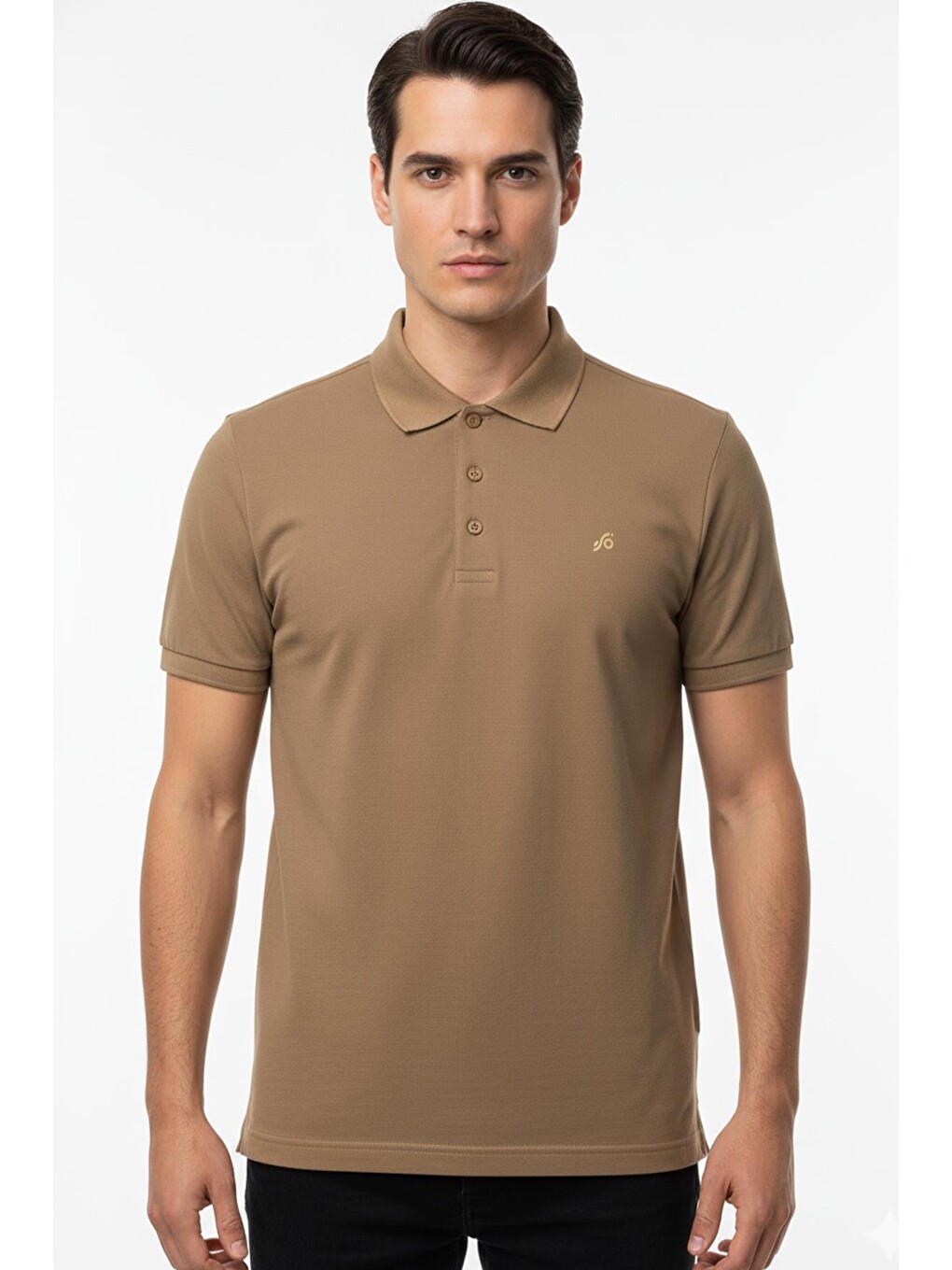 Kahverengi Cappuccino Regular Fit %100 Pamuklu Polo Yaka Tişört