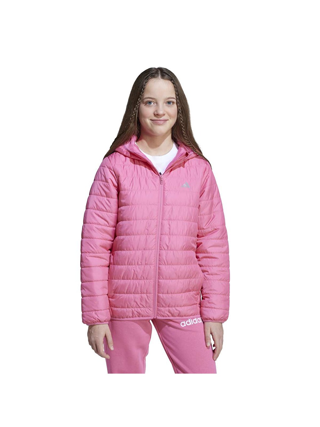 Essentials Light Padded Çocuk Pembe Kapüşonlu Mont