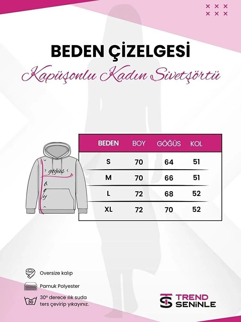 Kadın Gri Simple Joy Baskılı Oversize Kapüşonlu Sweatshirt Hoodie-1