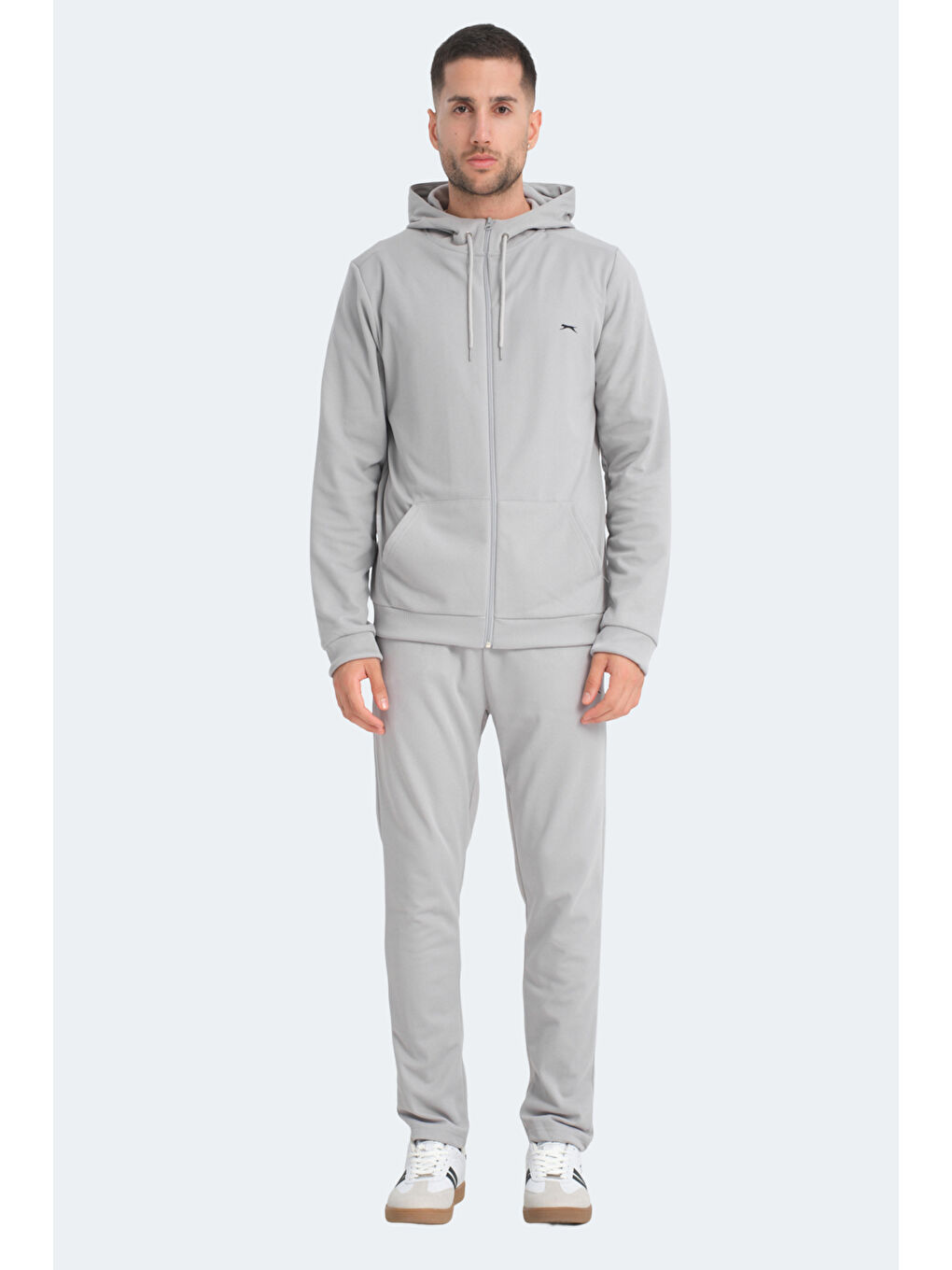 RICH Erkek Fermuarlı Kapüşonlu Cepli Gri Eşofman Takımı-6