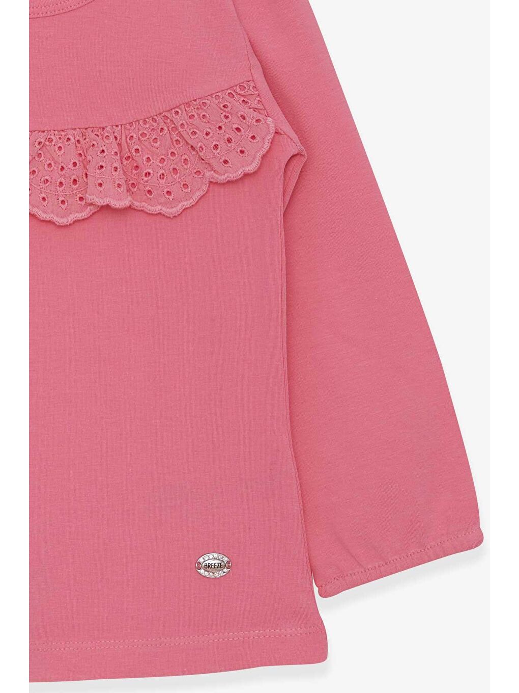 Kız Çocuk Uzun Kollu Tişört Fırıfırlı Pembe (3-6 Yaş)-3