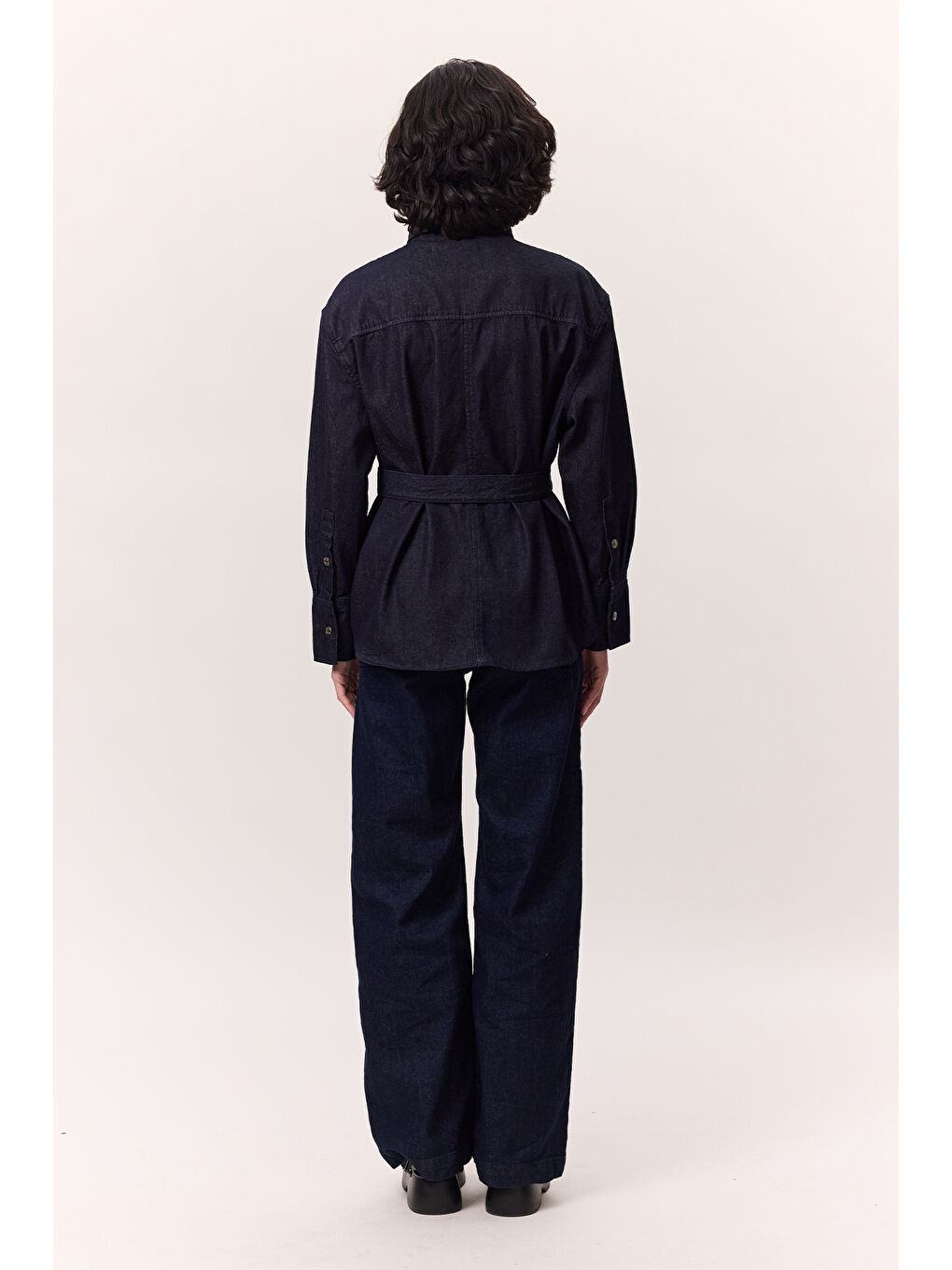 Kemer Detaylı Denım Gömlek Derin Mavi-7