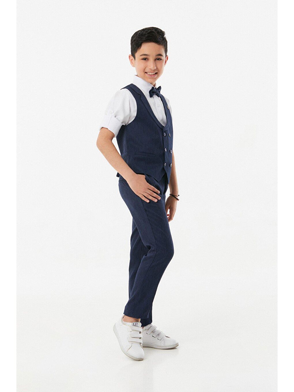 Lacivert Smokin Yelekli Erkek Çocuk 4 Lü Takım-4