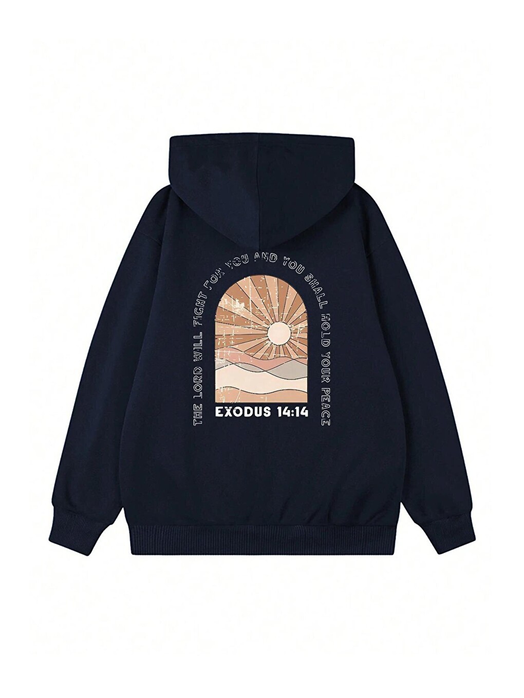 Kadın Lacivert Exodus Düz Oversize Kapüşonlu Sweatshirt Hoodie-1