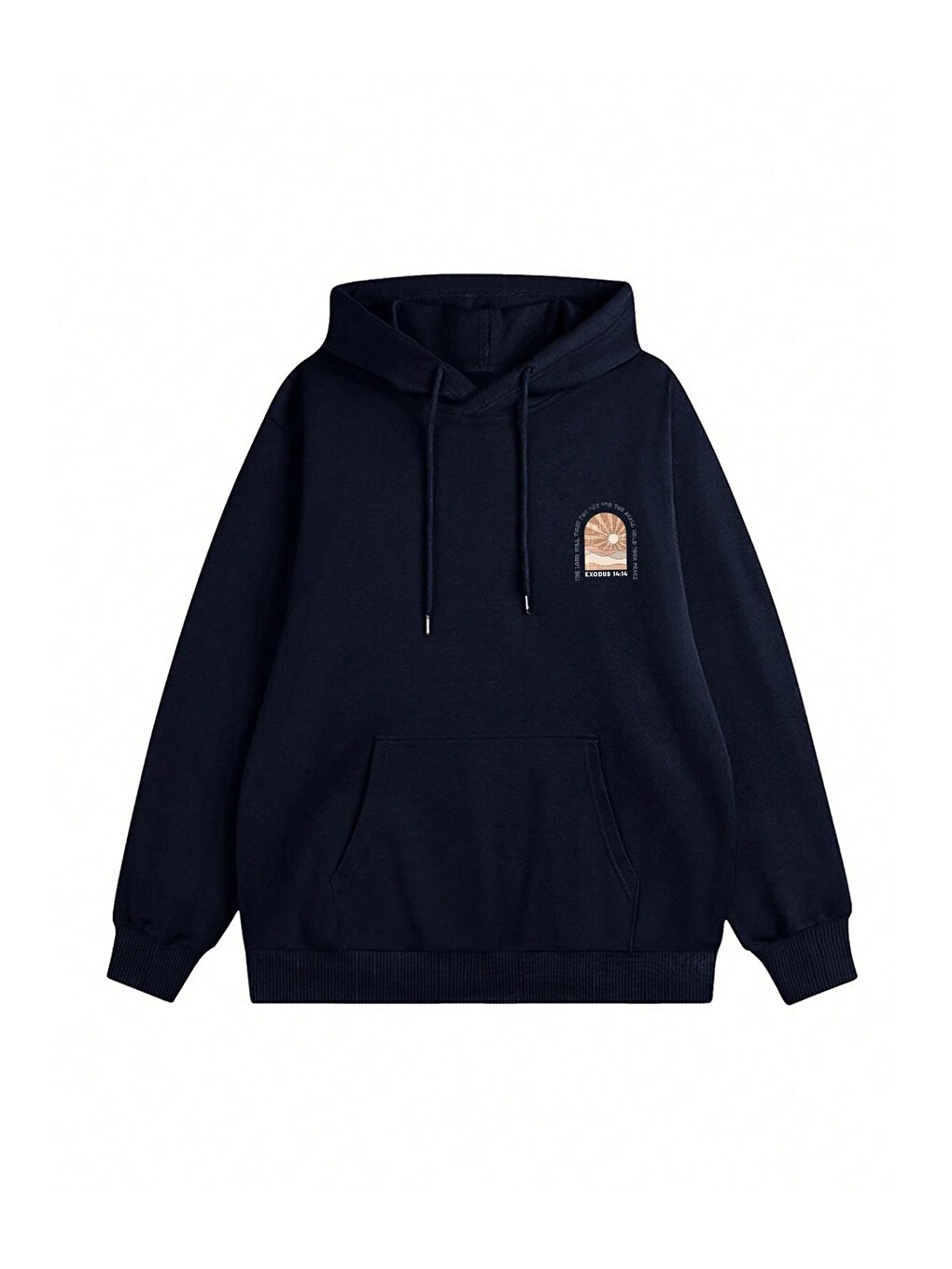 Kadın Lacivert Exodus Düz Oversize Kapüşonlu Sweatshirt Hoodie-2