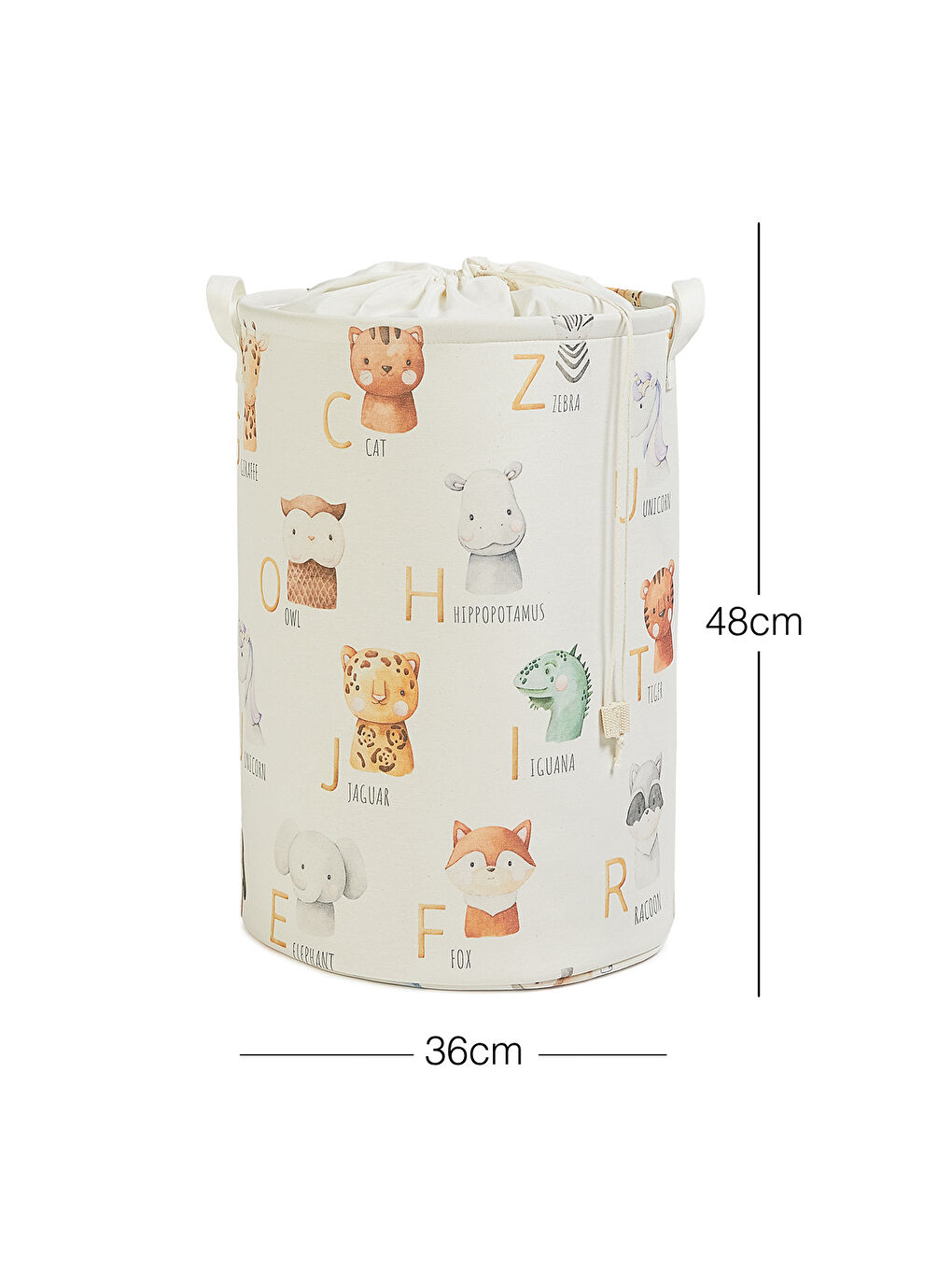 Çocuk Odası Ağzı Büzgülü Sevimli Hayvanlar Oyuncak Sepeti 36 x 48 cm-2