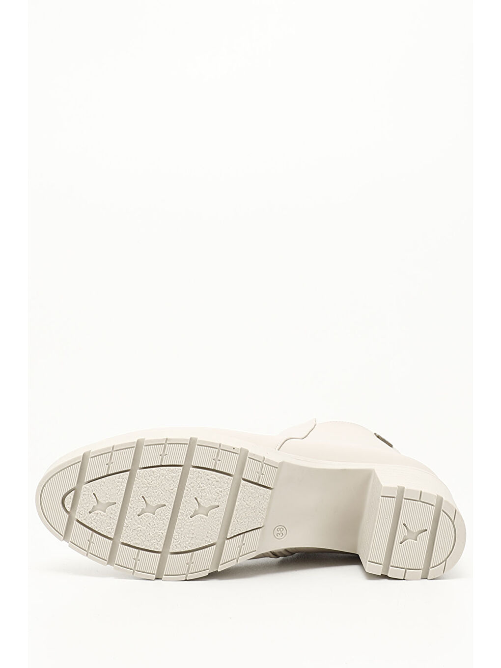 Bej Kadın TEN Fermuarlı Kalın Topuklu Bot-3