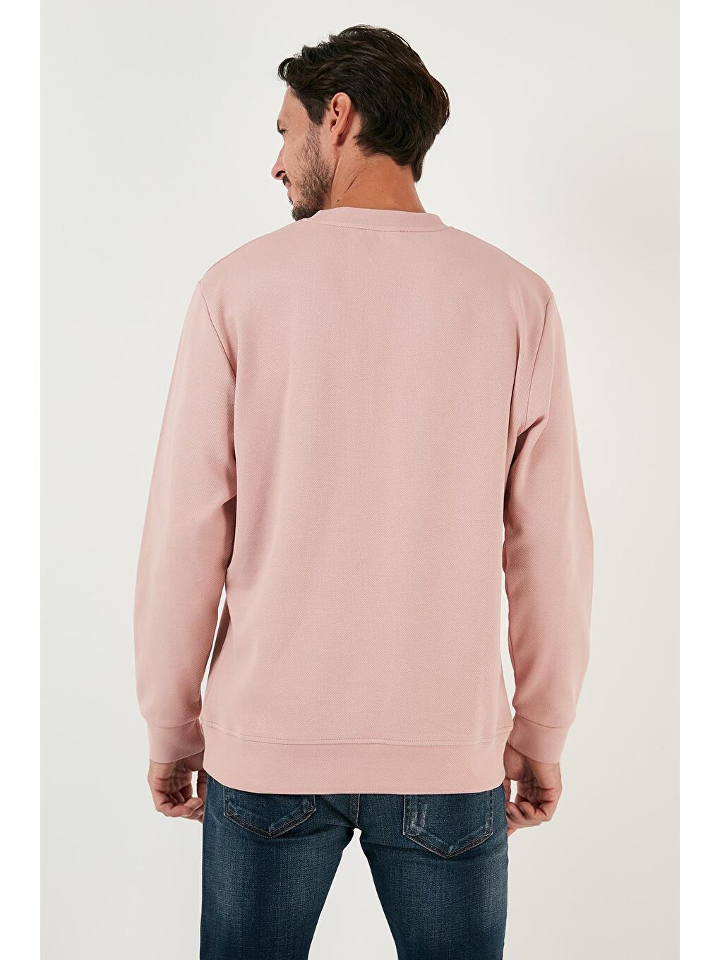 Buratti Pudra Pembe Pamuklu Bisiklet Yaka Regular Fit Basic Erkek Sweatshirt 5905521 - 4