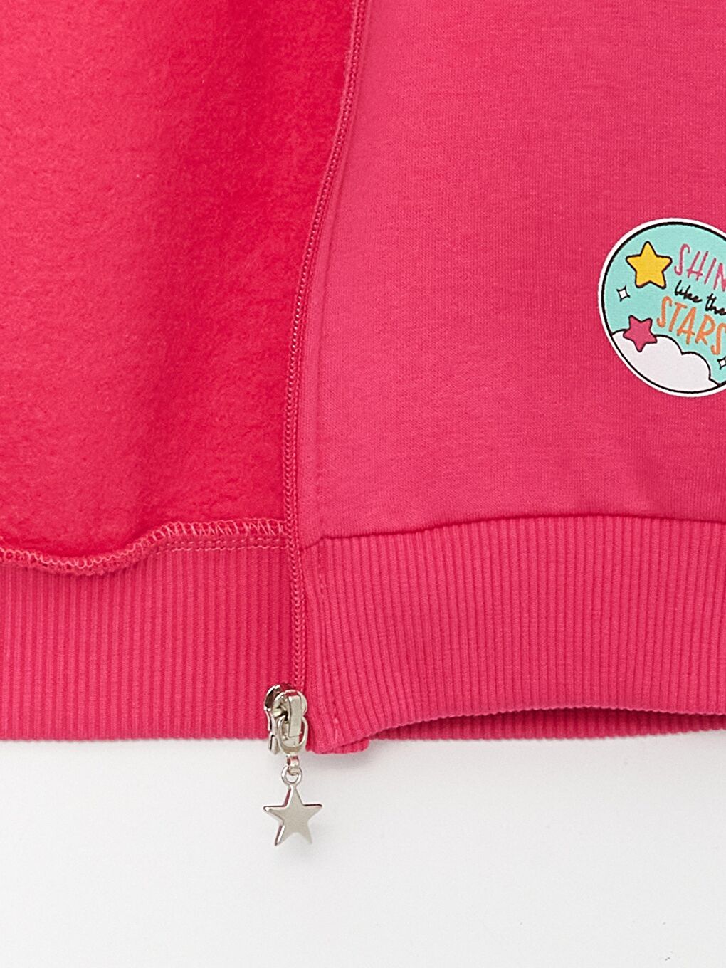 Fuşya Kız Çocuk Üç İplik Şardonlu Kolu Peluş SweatShirt-3