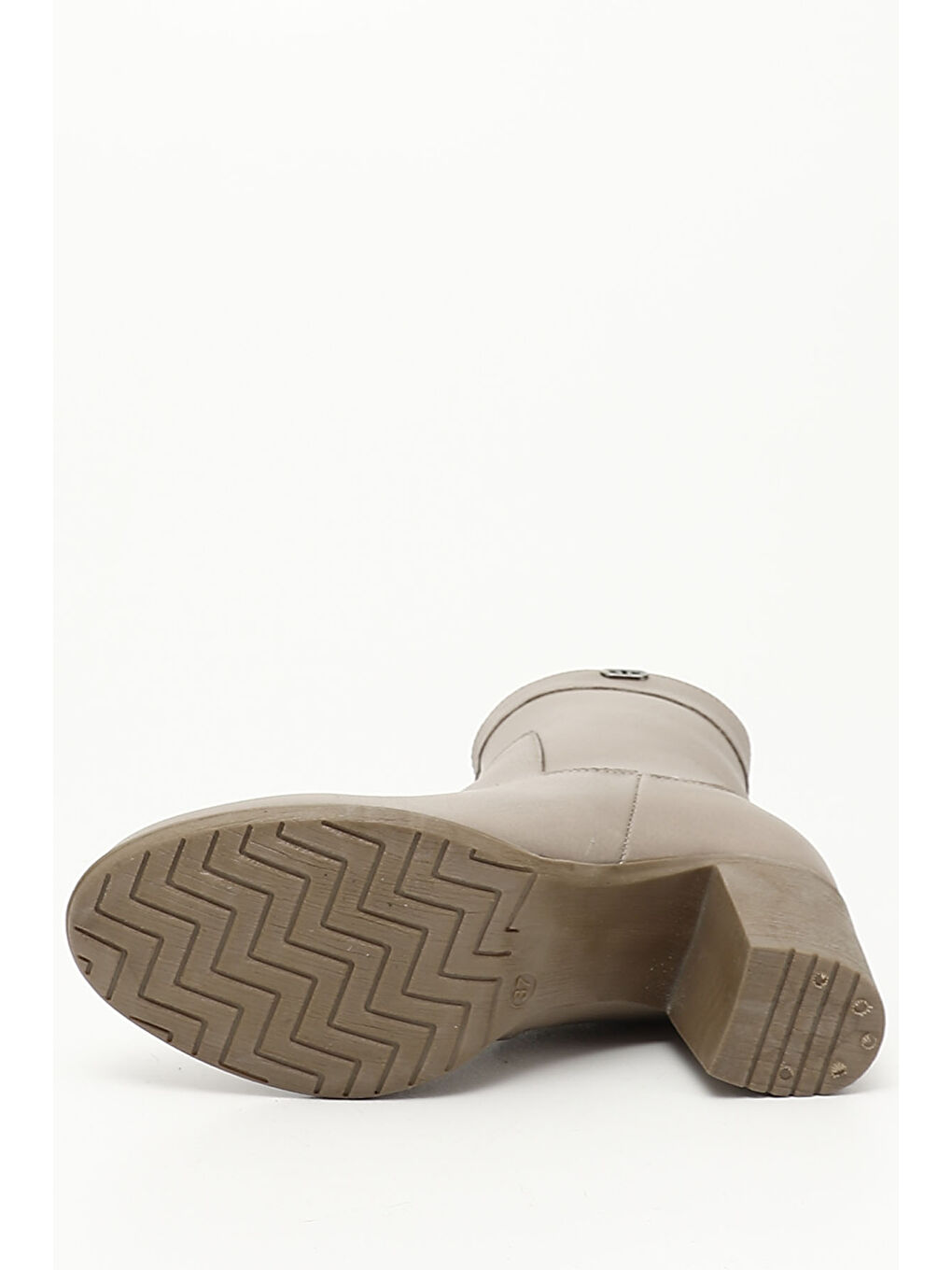 Bej Kadın BEJ-CAMEL Fermuarlı Kalın Topuklu Hakiki Deri Bot-4