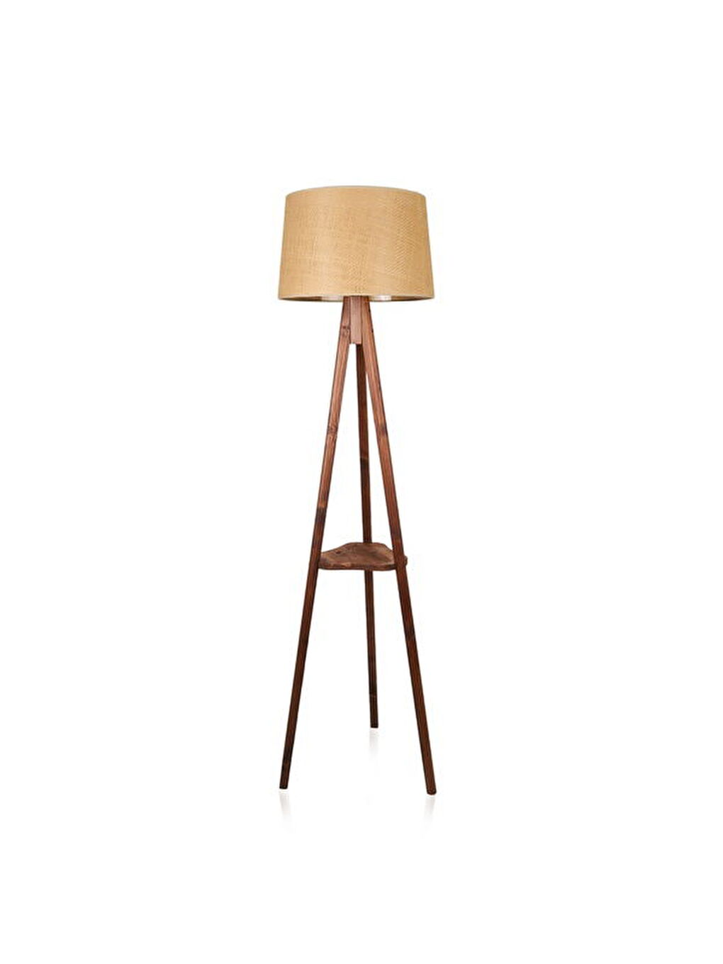 Evidea Lighting Sehpalı Tripod Lambader - Kahverengi / Ceviz - 153 cm - 4