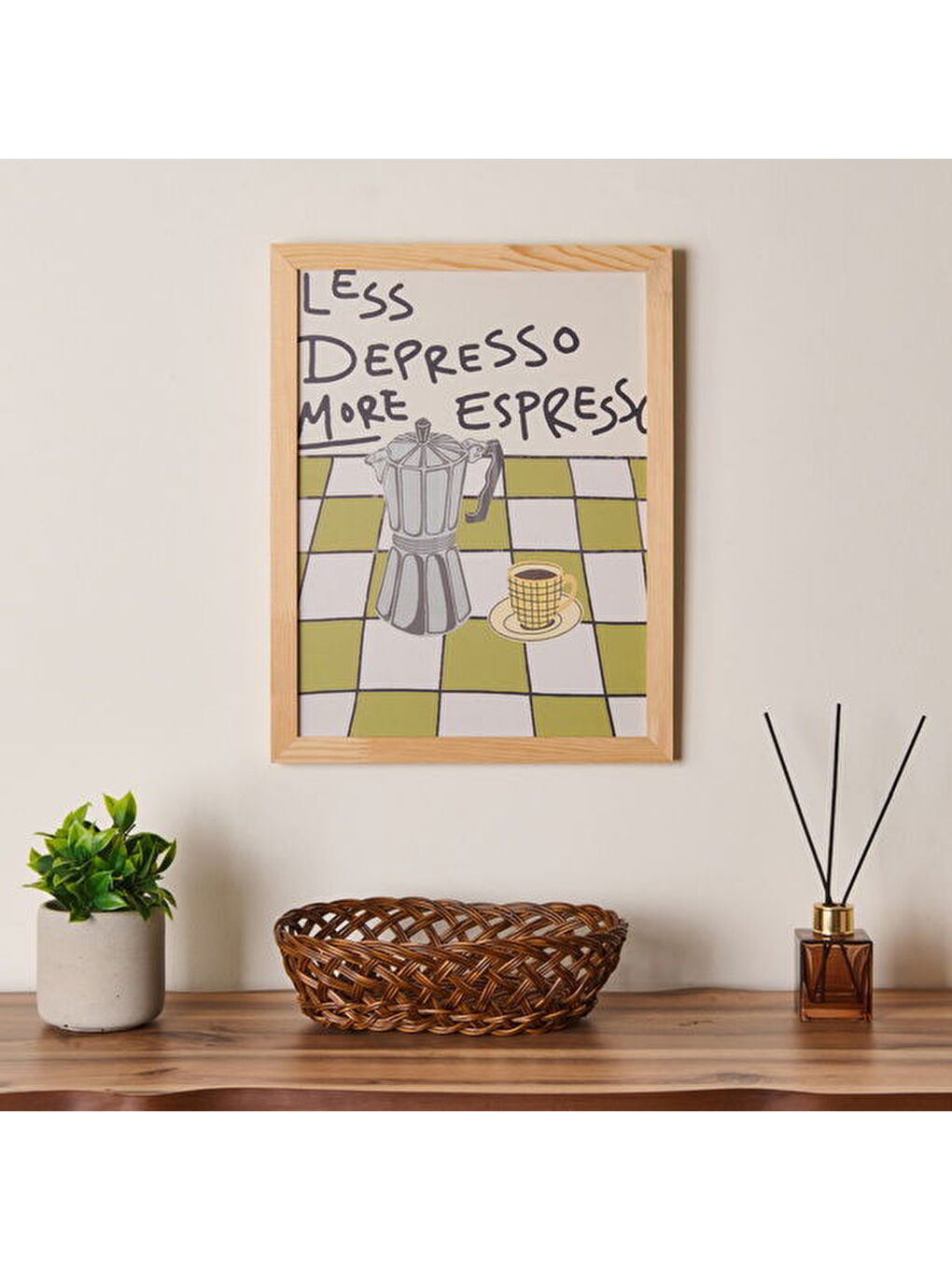 Karışık Deco Less Depresso More Espresso Duvar Panosu - Renkli - 30x40 cm