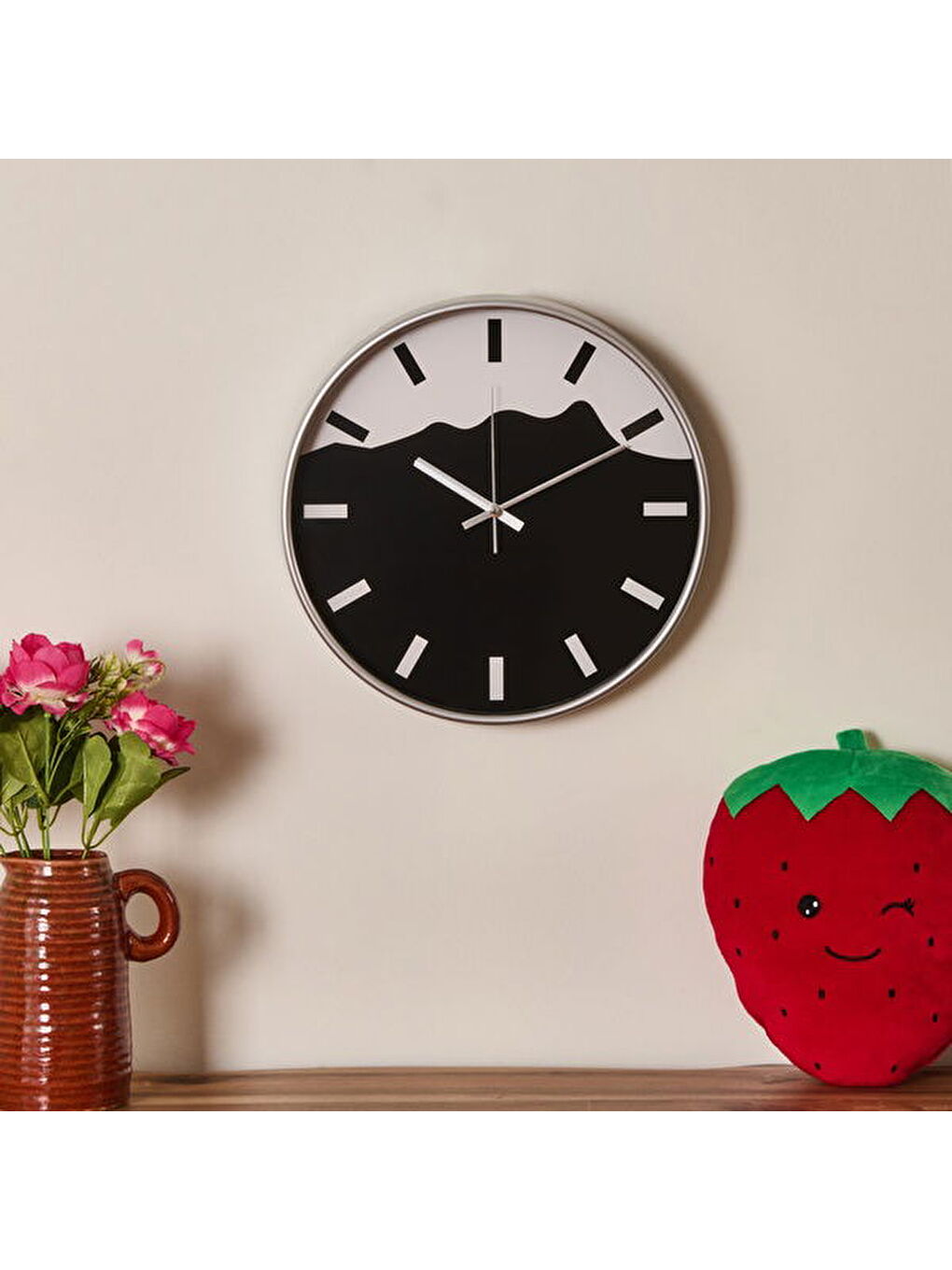 Gri Deco Elegant Curves Duvar Saati - Gümüş - 30 cm