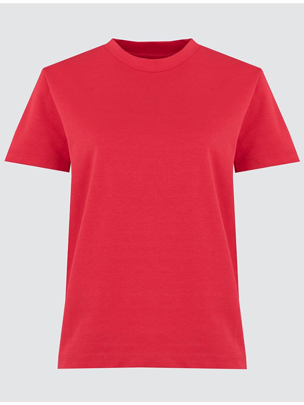 Kırmızı Basic Bisiklet Yaka Kısa Kollu Tişört-6