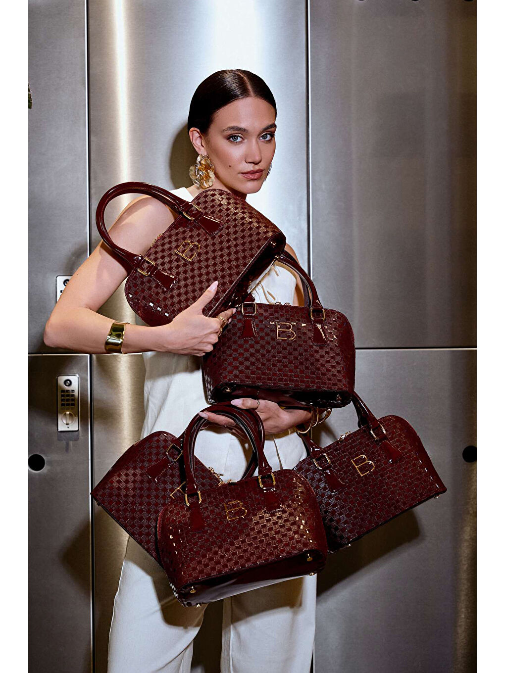 Bordo Kadın Çapraz Askılı El ve Omuz Çantası-1