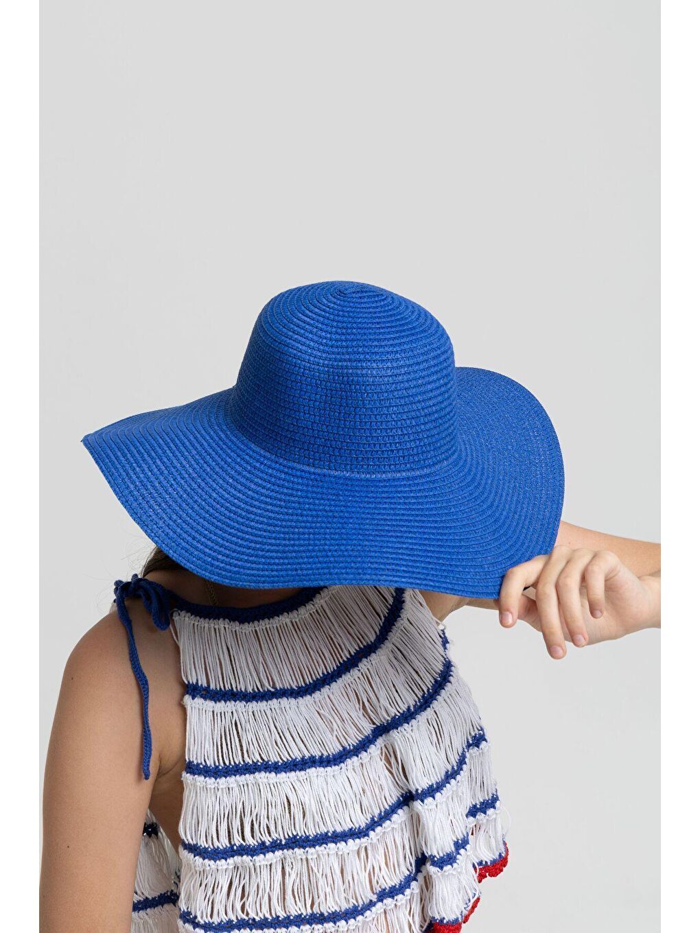 Mavi Kadın Saks Geniş Hasır Şapka Hsr2005-4