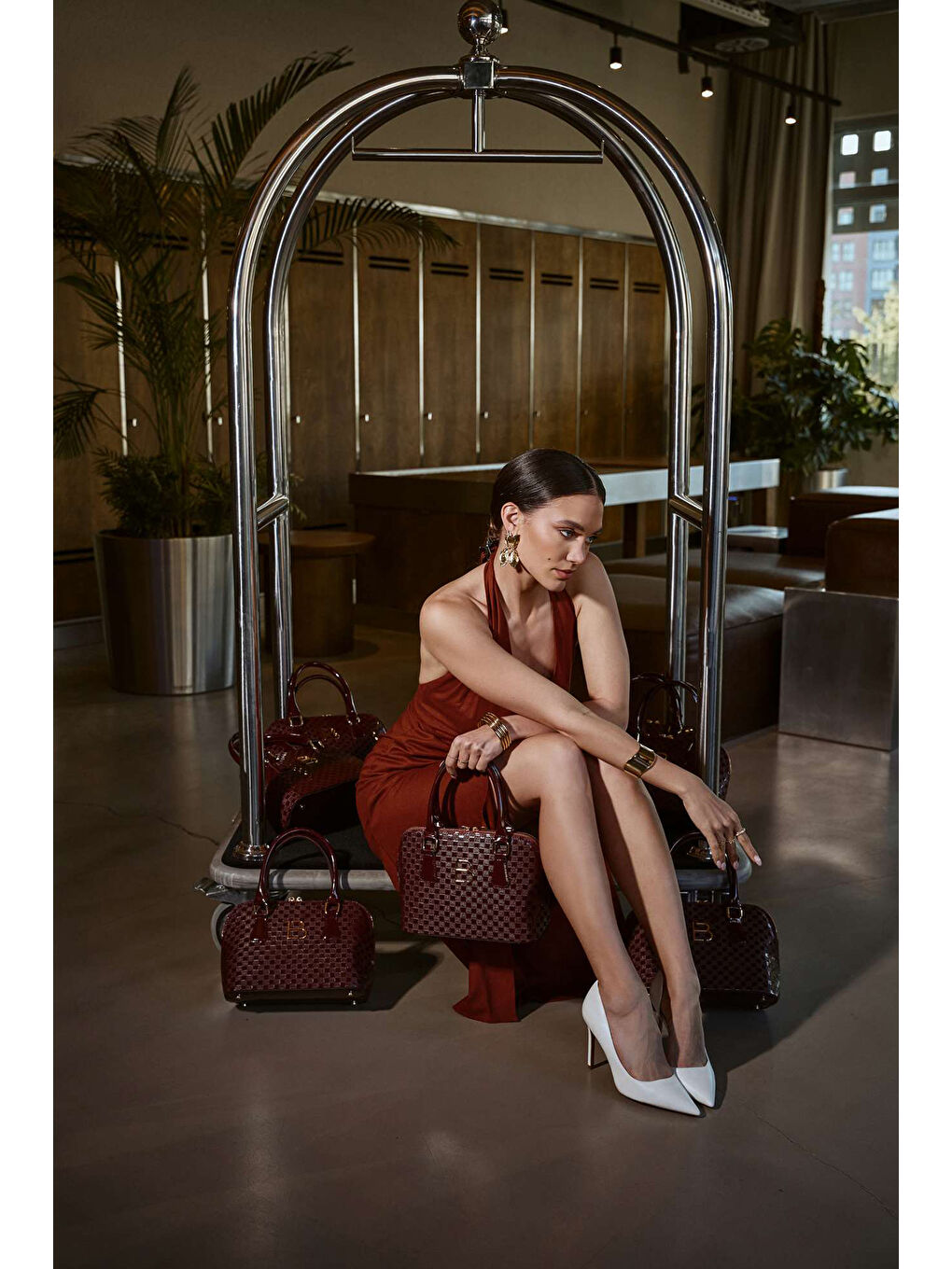 Bordo Kadın Çapraz Askılı El ve Omuz Çantası-2