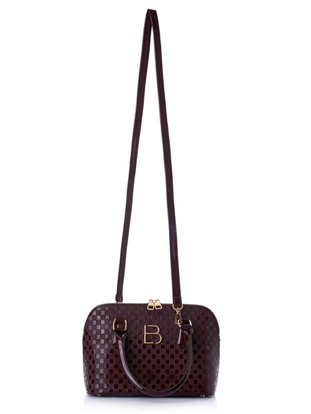 Bordo Kadın Çapraz Askılı El ve Omuz Çantası-6