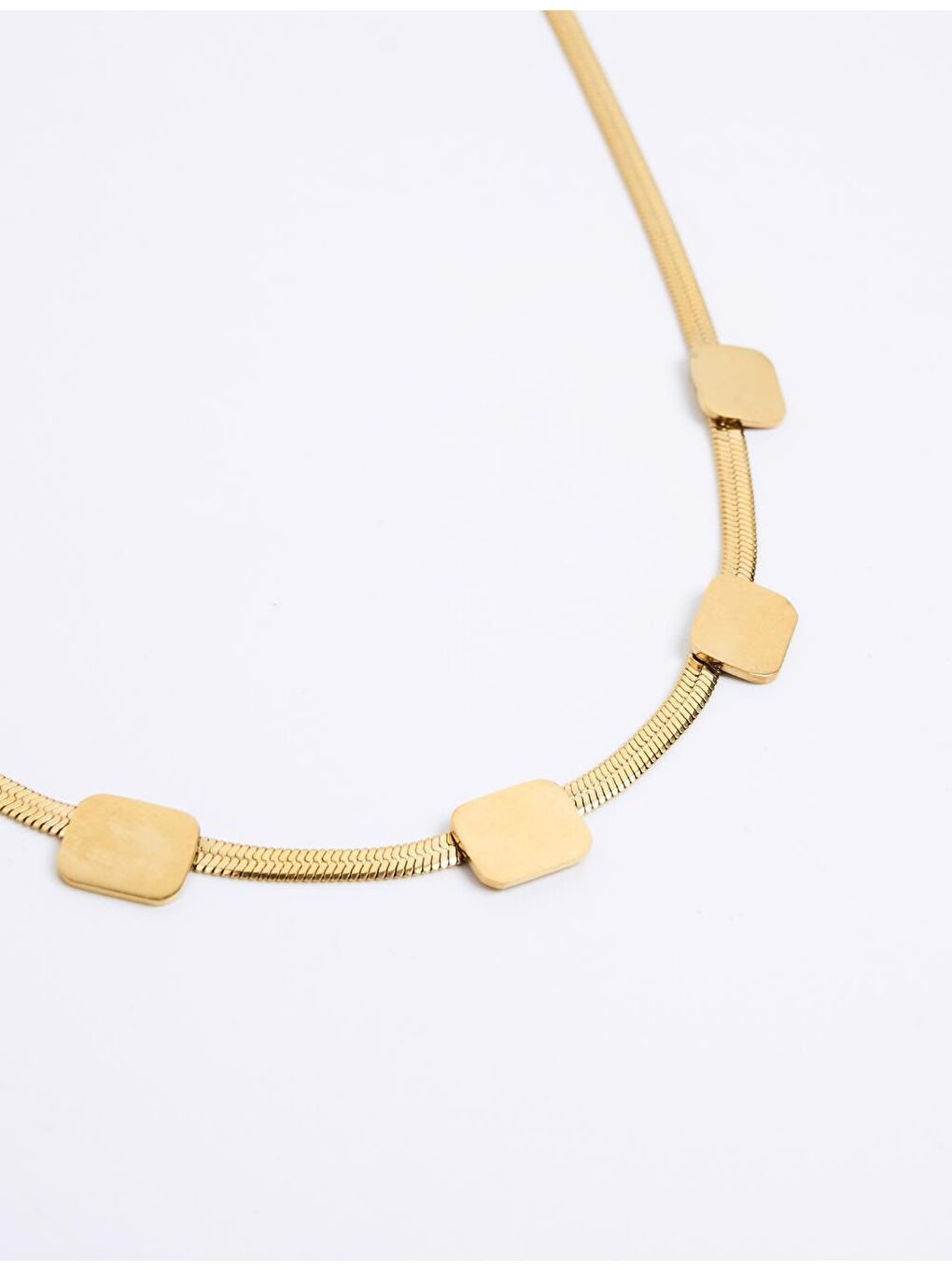 Sarı Altın Geometrik Figürlü Zincir Kolye-1