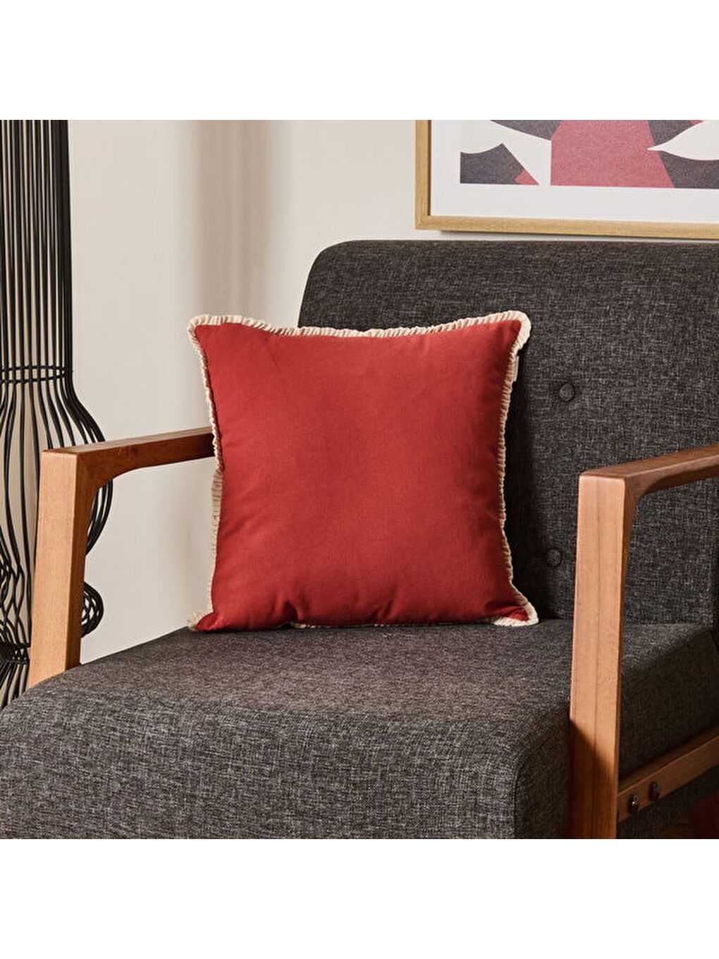 Kahverengi Soft Devon Kırlent - Kiremit - 40x40 cm