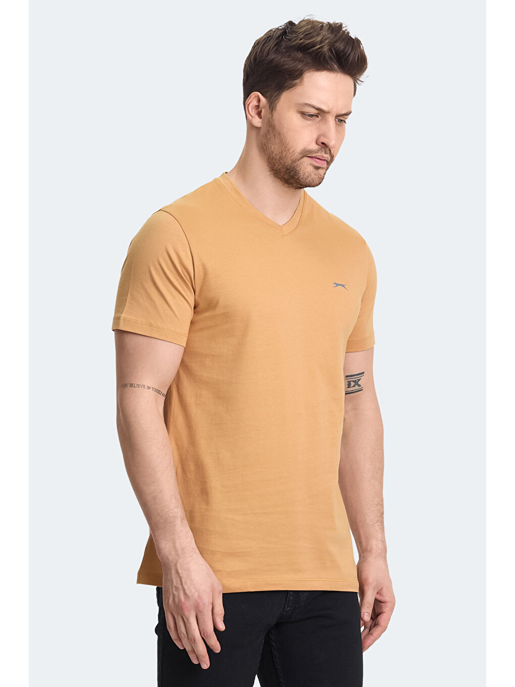 Sarı RIVALDO Erkek %100 Pamuk Tişört Hardal-2