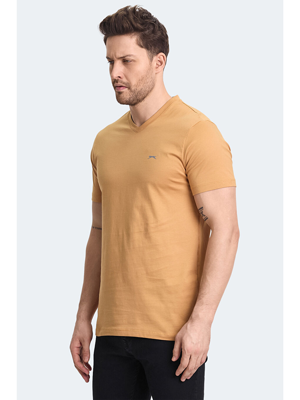 Sarı RIVALDO Erkek %100 Pamuk Tişört Hardal-3