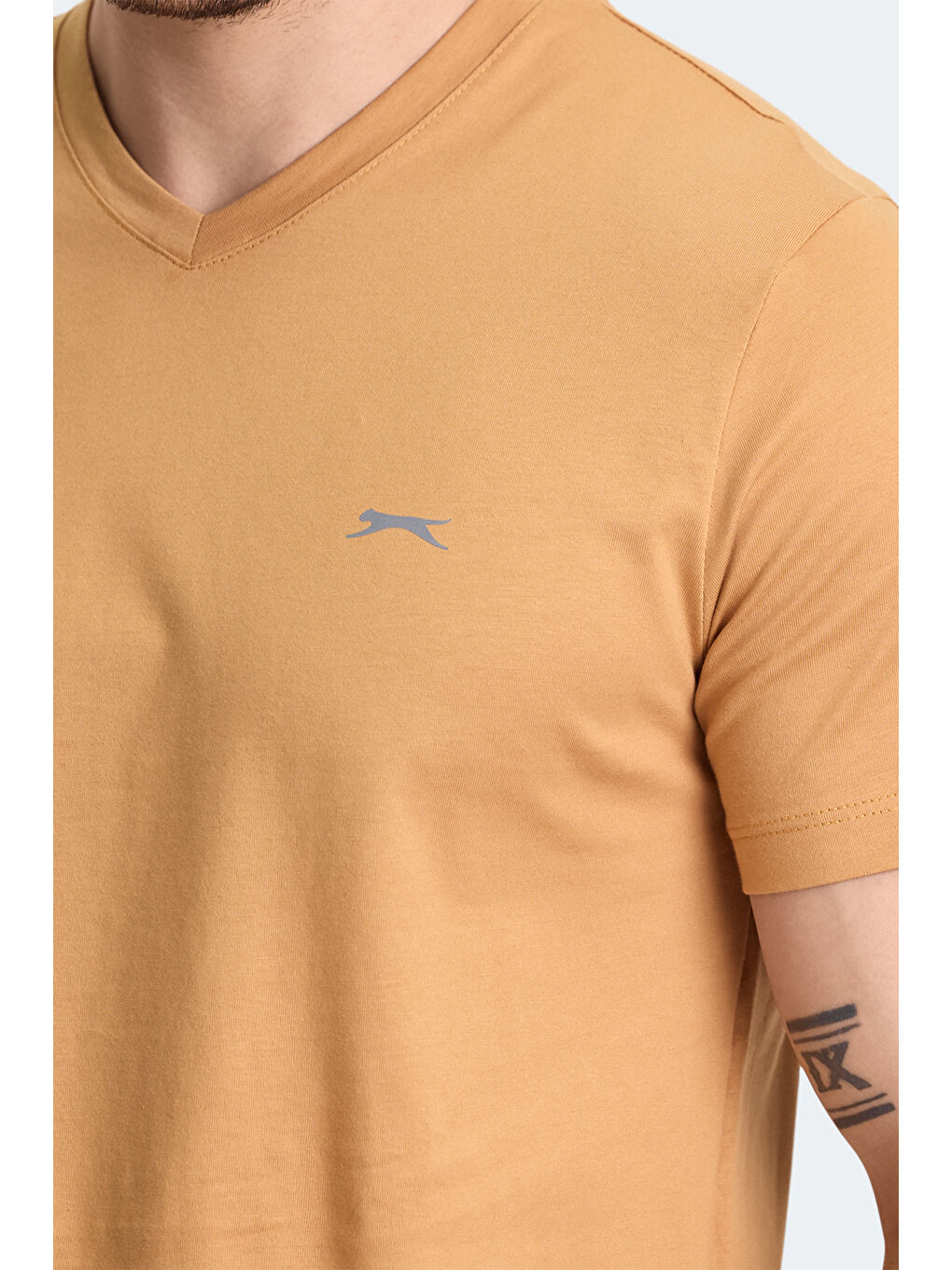 Sarı RIVALDO Erkek %100 Pamuk Tişört Hardal-4