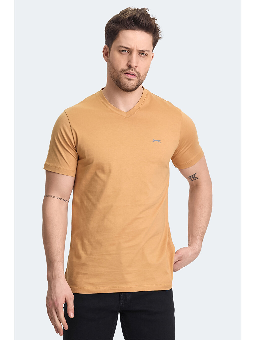 Sarı RIVALDO Erkek %100 Pamuk Tişört Hardal-5