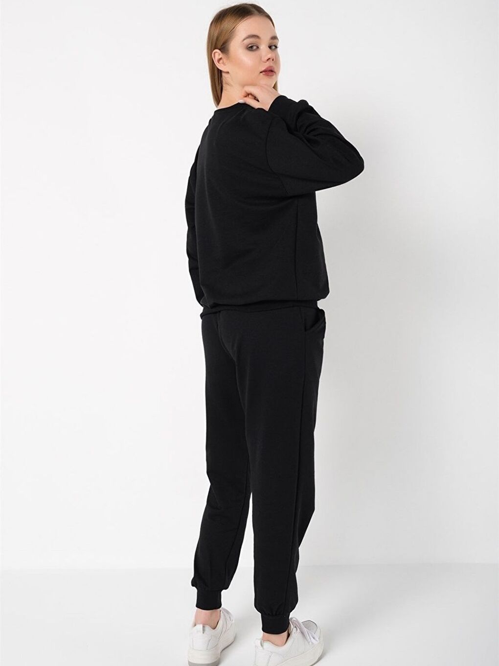 Gri Kadın Siyah Pamuklu Pijama Takımı-1