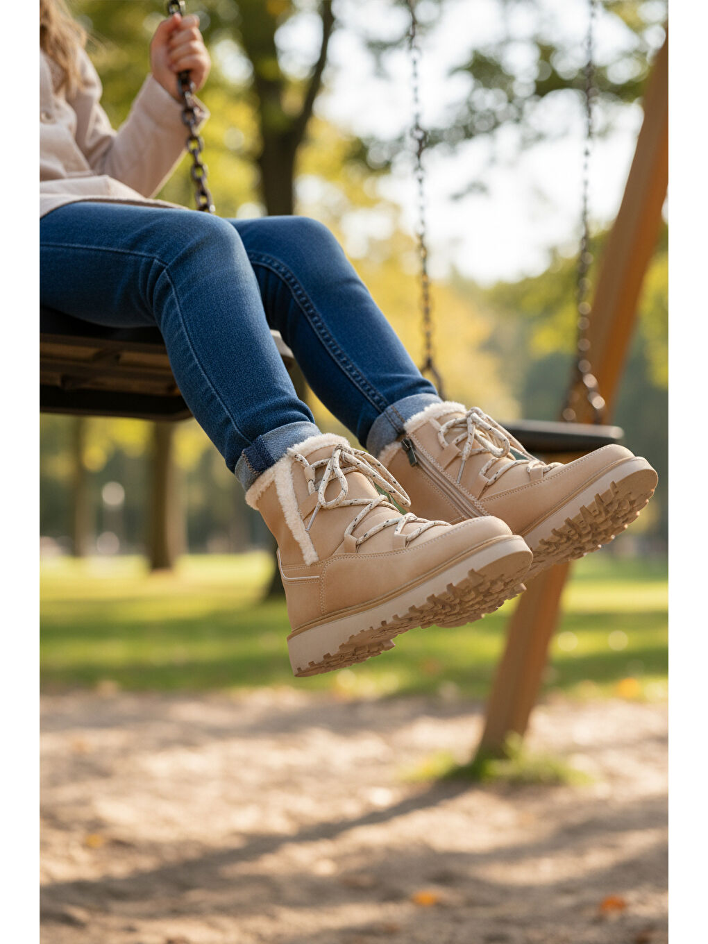 Bej İçi Polarlı Kaymaz Kız Çocuk Bot Lina F-2