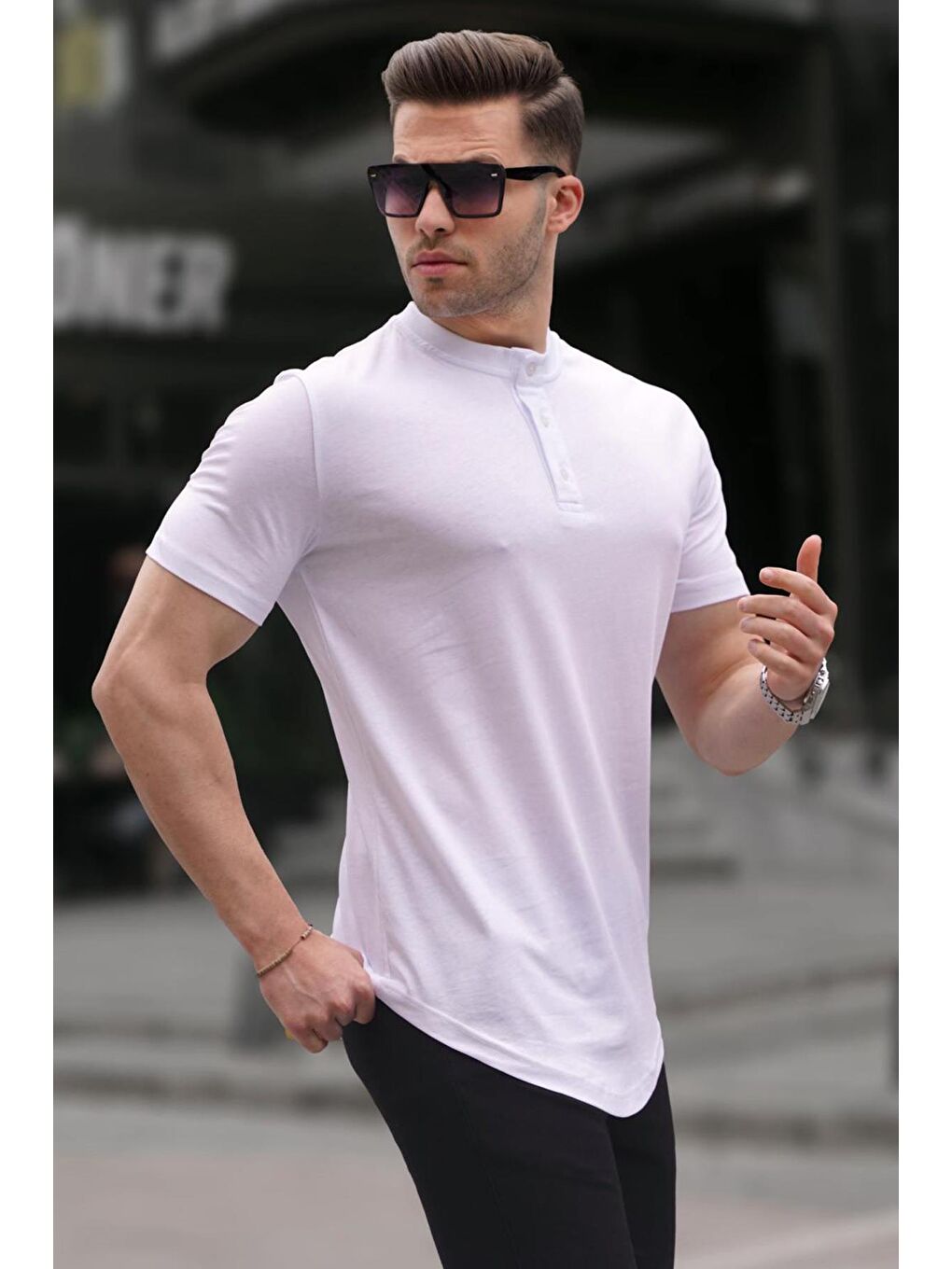 Beyaz Polo Yaka Basic Erkek Tişört 6132